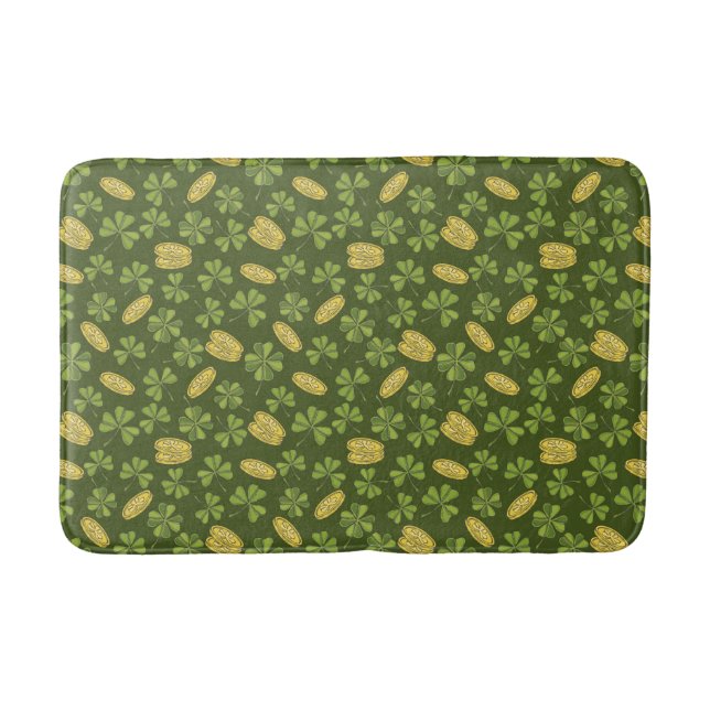 Tapis De Bain Motif de pièce d'or de feuille et de trèfle (Devant)