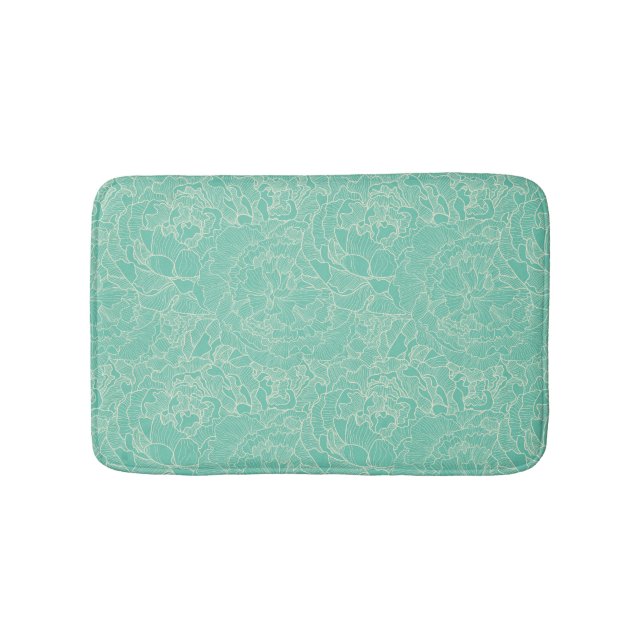 Tapis De Bain Motif de pivoine de turquoise (Devant)