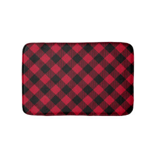 Tapis De Bain Motif de plaid de Buffalo de contrôle de rouge et
