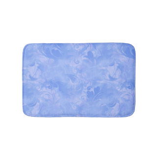 Tapis De Bain Motif de plume Abstrait en bleu périphérique