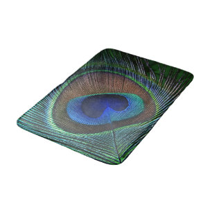 Tapis De Bain Motif de plume de paon élégant et fantaisiste