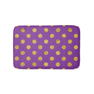 Tapis De Bain Motif de point élégant de polka de feuille d'or 