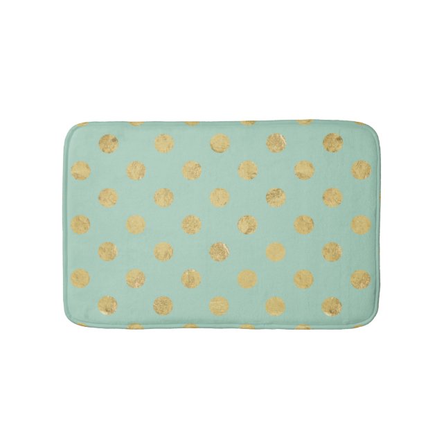 Tapis De Bain Motif de point élégant de polka de feuille d'or - (Devant)