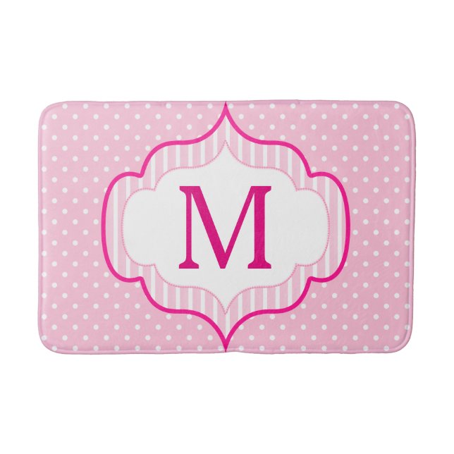 Tapis De Bain Motif de point fait sur commande rose Girly de (Devant)