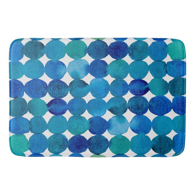 Tapis De Bain Motif de points - bleu et vert (Devant)