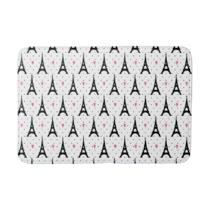 Tapis De Bain Motif de pois et de coeurs de Tour Eiffel
