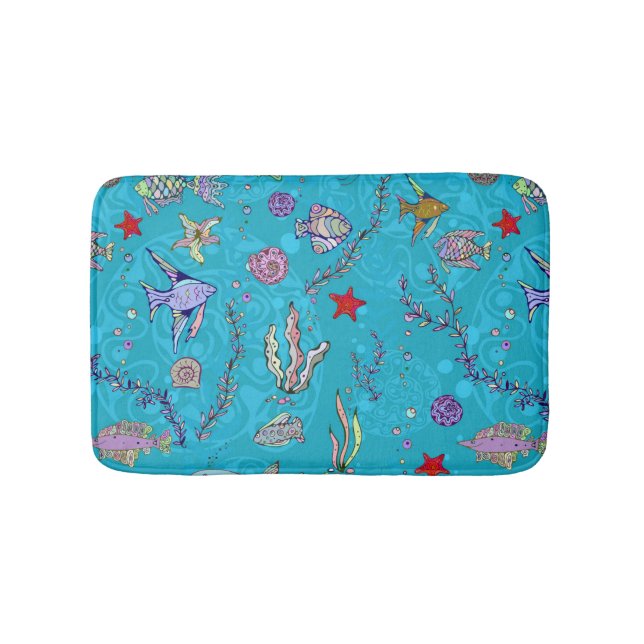 Tapis De Bain Motif de poissons de turquoise (Devant)