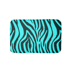 Tapis De Bain Motif de poster de animal de zèbre de turquoise