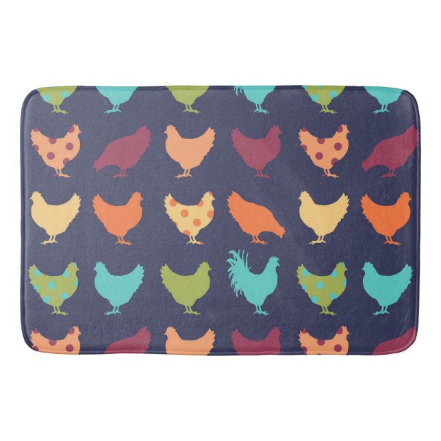 Tapis De Bain Motif de poulet multicolore funky (Devant)
