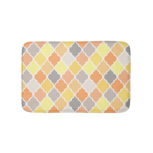 Tapis De Bain Motif de quatrefoil jaune, orange et gris