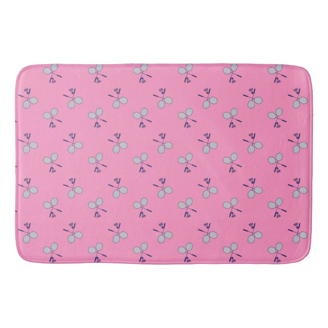 Tapis De Bain Motif de raquette de Badminton rose (Devant)
