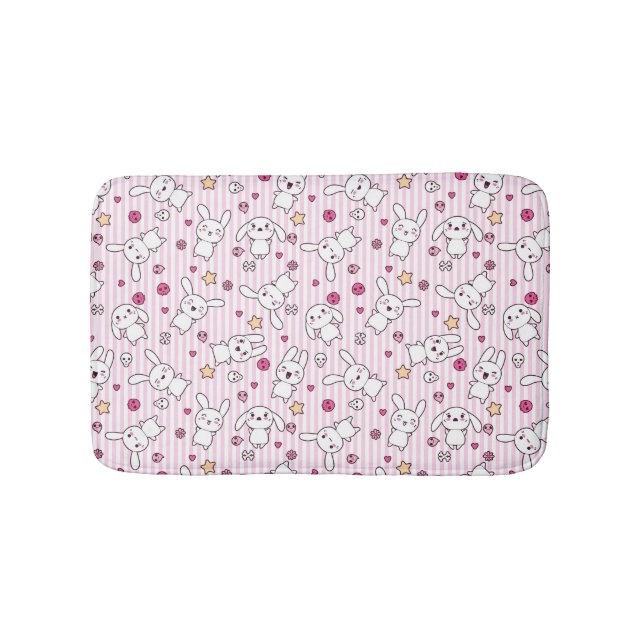 Tapis De Bain motif de rayures de kawaii (Devant)