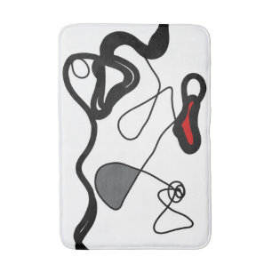 Tapis De Bain Motif de rétention : Abstrait noir, blanc, gris et