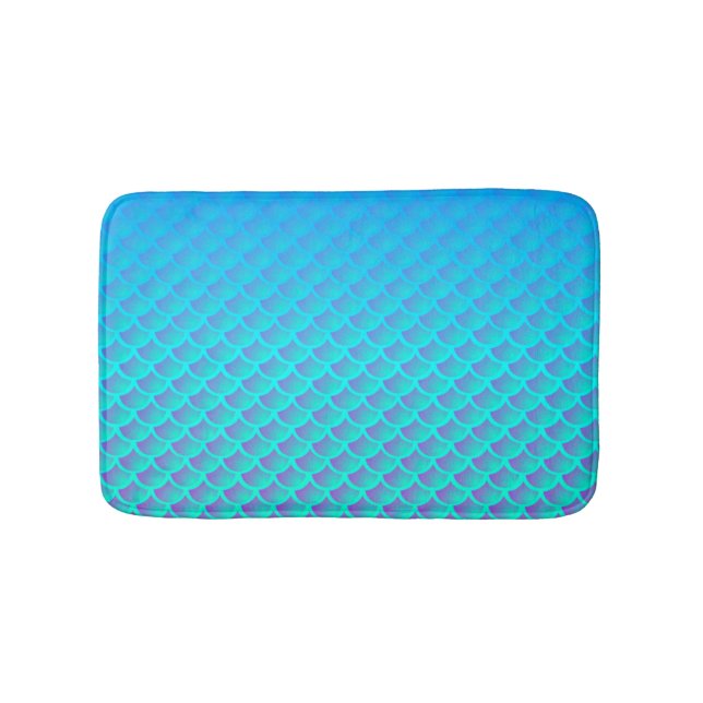 Tapis De Bain Motif de sirène en bleu et violet Aqua (Devant)