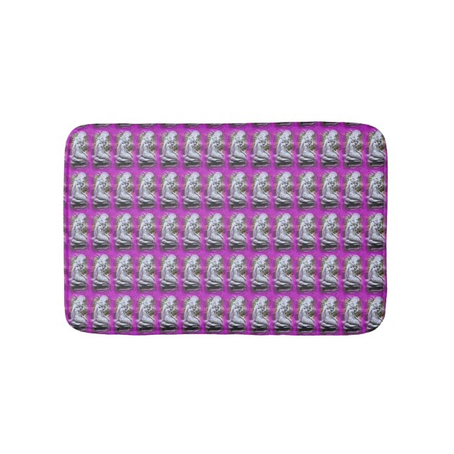 Tapis De Bain motif de sirènes de pierre sur lavande (Devant)