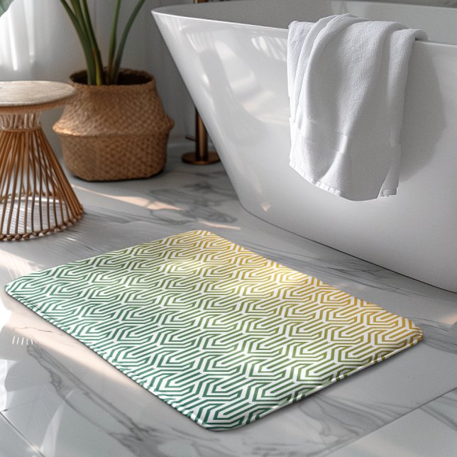 Tapis De Bain Motif de style Art déco jaune et turquoise ombre (Créateur téléchargé)