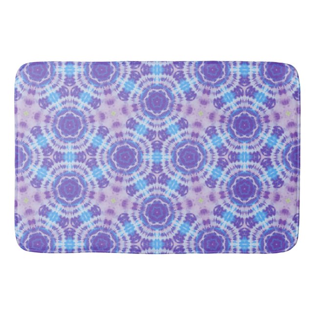 Tapis De Bain Motif de teinture à tarte violet et bleu (Devant)