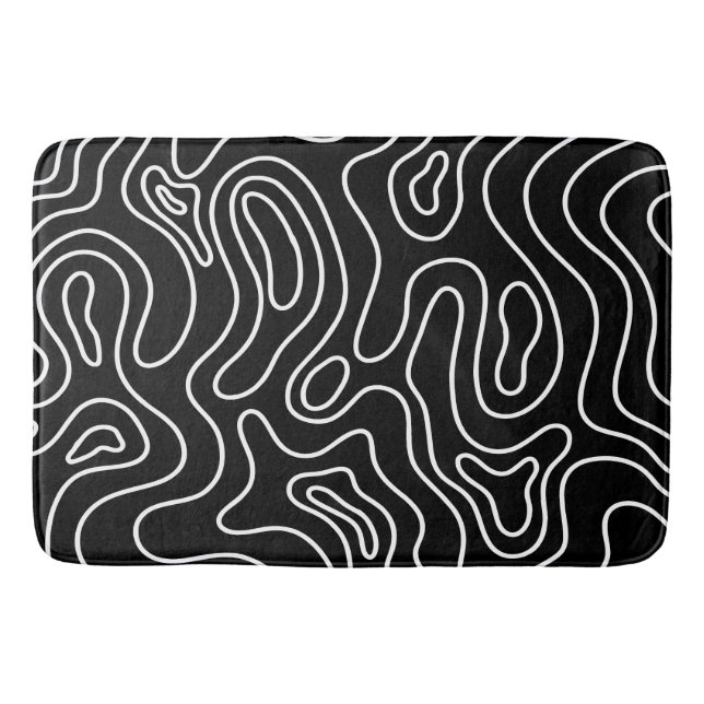 Tapis De Bain Motif de texture géométrique noir et blanc  (Devant)