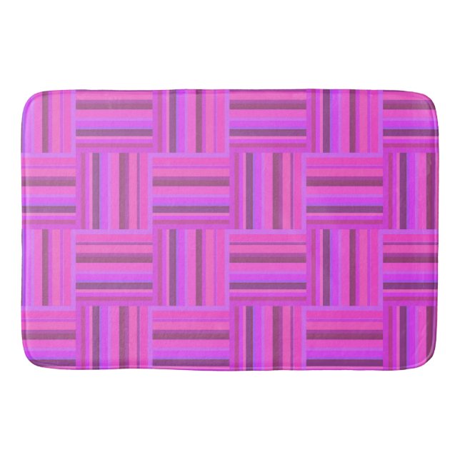 Tapis De Bain Motif de tissage à rayures roses (Devant)