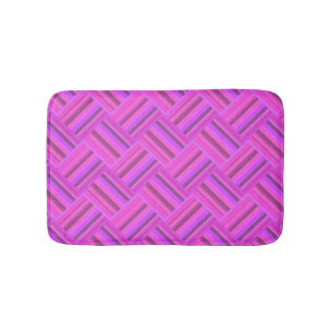 Tapis De Bain Motif de tissage en diagonale à rayures roses