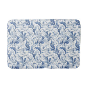 Tapis De Bain Motif de toile de pays français bleu