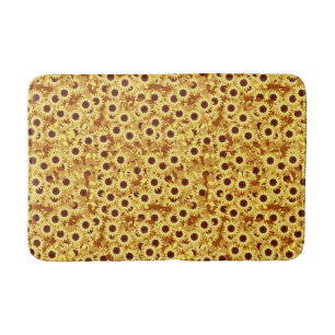 Tapis De Bain Motif de tournesol, or, jaune et Brown