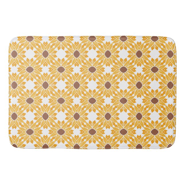 Tapis De Bain Motif de tournesol rétro Abstrait géométrique blan (Devant)