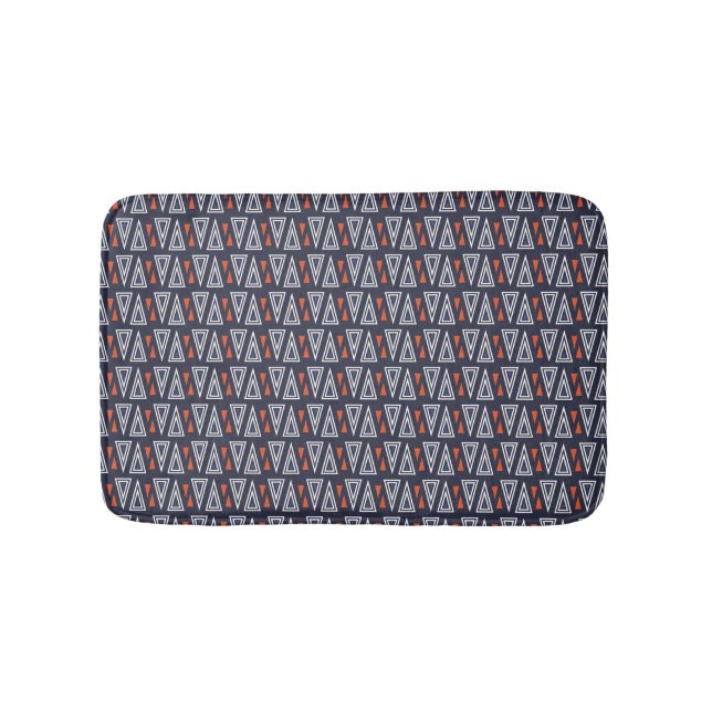 Tapis De Bain Motif de triangles géométriques bleu foncé et roug (Devant)
