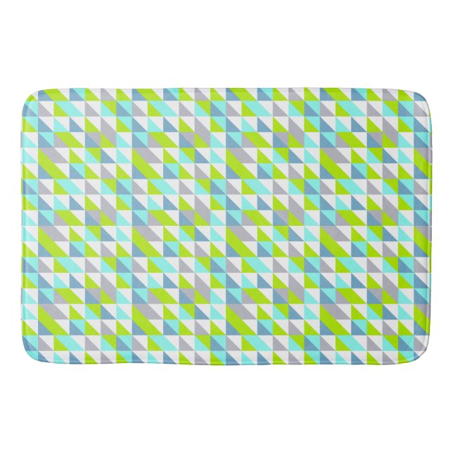 Tapis De Bain Motif de triangles gris bleu vert géométrique (Devant)