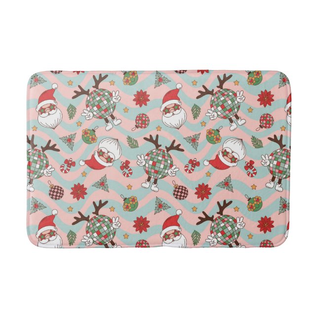 Tapis De Bain Motif de vacances Disco Père Noël et Reindeer (Devant)