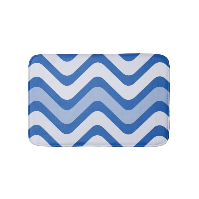 Tapis De Bain Motif de vague bleu et blanc (Devant)