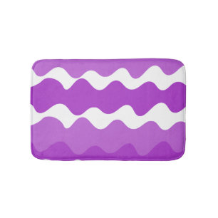 Tapis De Bain Motif de vagues horizontales violet et blanc
