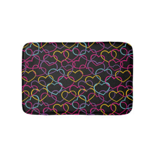 Tapis De Bain Motif de Valentine avec des coeurs de couleur