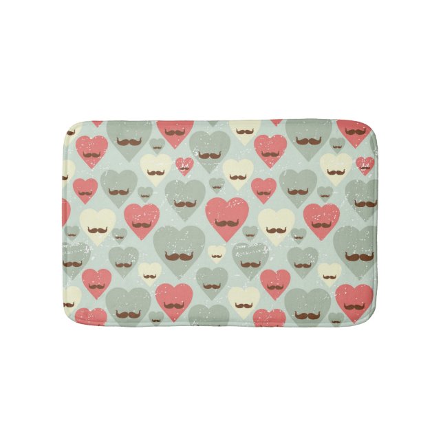 Tapis De Bain Motif de Valentine avec le coeur et la moustache (Devant)