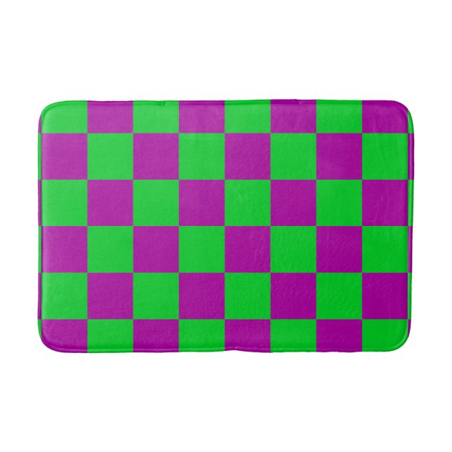 Tapis De Bain Motif de vérification À damiers vert pourpre (Devant)