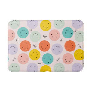 Tapis De Bain Motif de visage joyeux souriant coloré