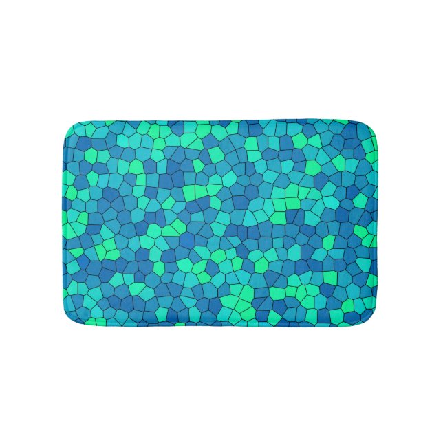 Tapis De Bain Motif de vitrail sarcelle vert cyan bleu (Devant)