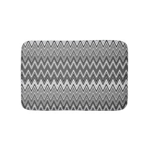 Tapis De Bain Motif de zigzag géométrique noir et blanc