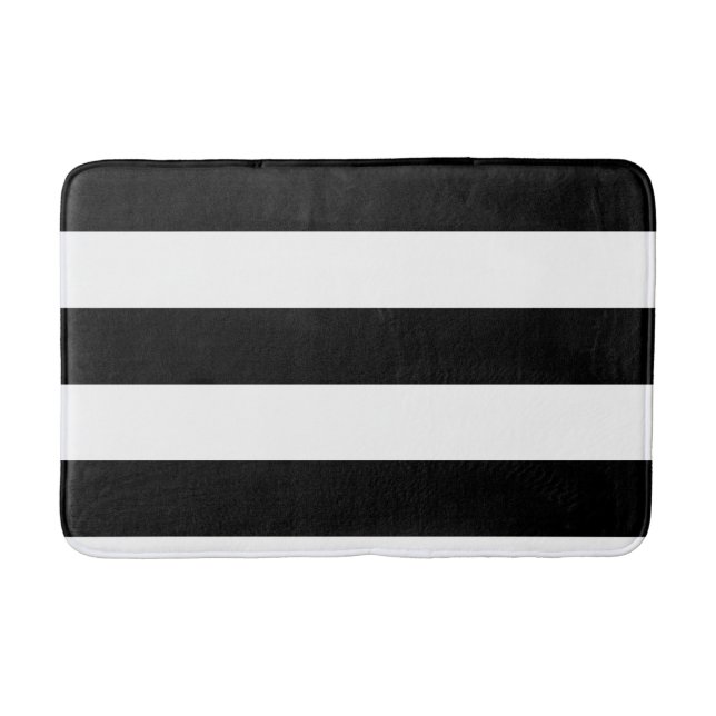 Tapis De Bain Motif décoratif rayé noir et blanc rayures (Devant)