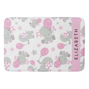 Tapis De Bain Motif D'Eléphants, Eléphants Mignons, Votre Nom