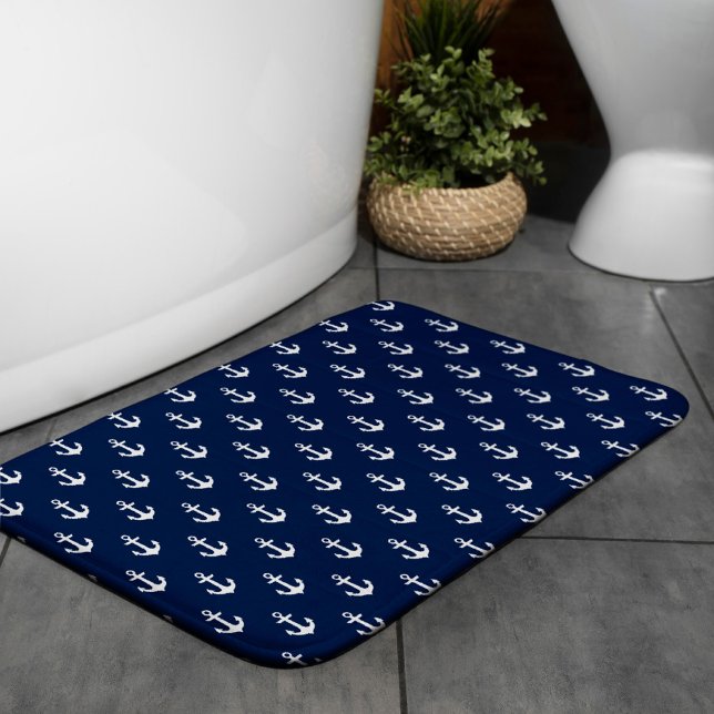 Tapis De Bain Motif des Ancres bleues de la Marine (Créateur téléchargé)