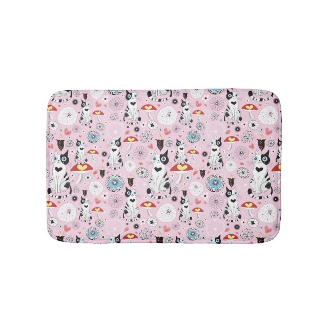 Tapis De Bain motif des chats et des fleurs (Devant)