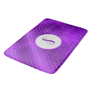 Tapis De Bain Motif des échelles de sirène violet initiales pers