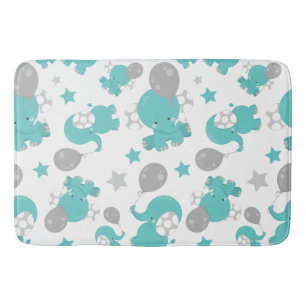 Tapis De Bain Motif Des Eléphants Bleus, Eléphants Mignons, Étoi