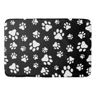 Tapis De Bain Motif des pattes, Empreintes de pattes, noir et bl