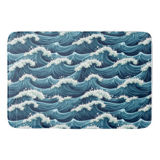 Tapis De Bain Motif des vagues de l'océan bleu