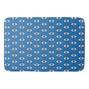 Tapis De Bain Motif des yeux mal grecs bleu noir blanc