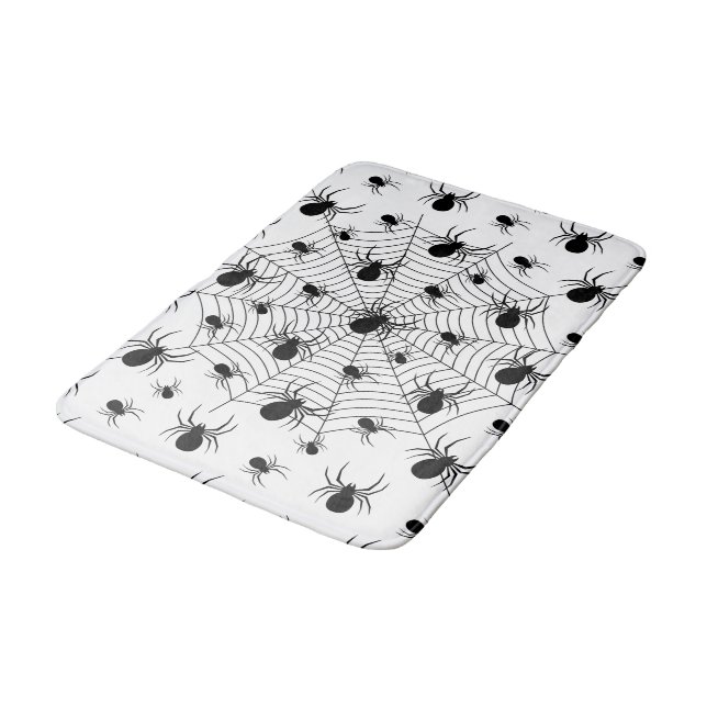 Tapis De Bain Motif d'Halloween Black White araignées (Angle)