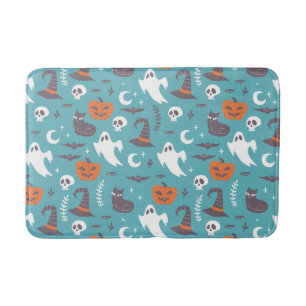 Tapis De Bain Motif d'Halloween Turquoise amusant