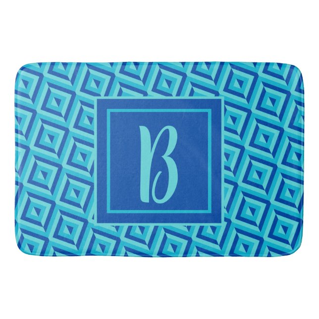 Tapis De Bain Motif diamant à trois tons bleu Monogram (Devant)